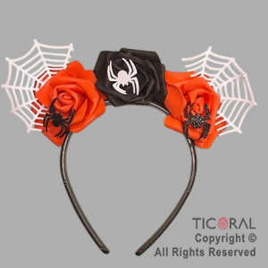 VINCHA FLORES ARA�AS Y TELARA�A HALLOWEEN x 1